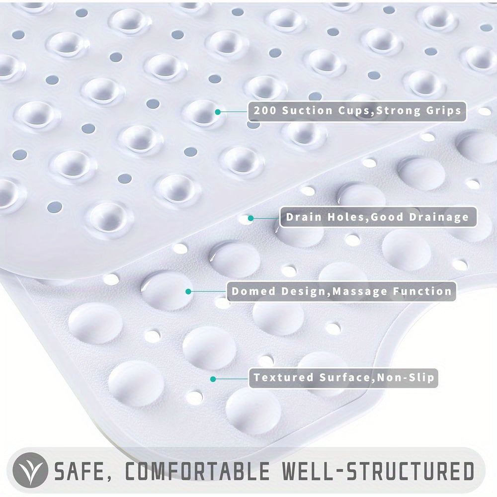 Durable extra long non-slip shower mat, a washable PVC solution for safety.