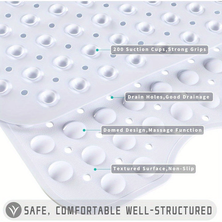 Durable extra long non-slip shower mat, a washable PVC solution for safety.