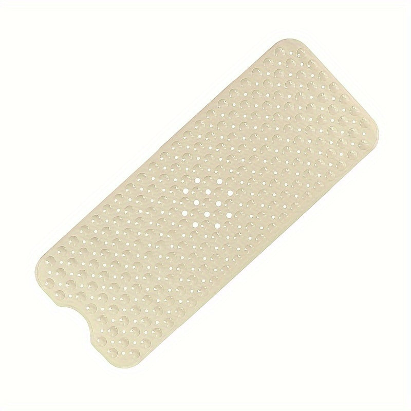 Extra long non-slip bath mat with suction cups for superior bathtub safety & grip.