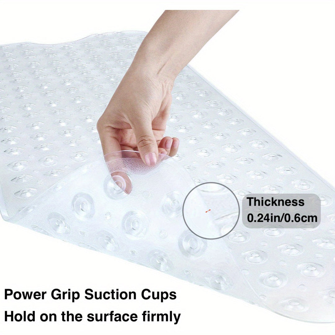 Non-slip PVC mat, extra long for shower & bathtub safety, ensures secure footing.