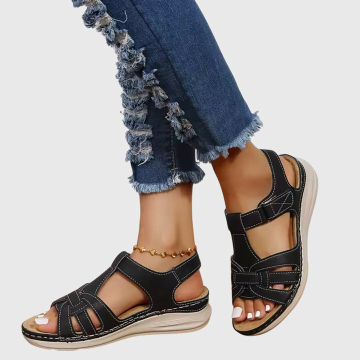 Women's comfort sandals with adjustable fit and arch support, ideal orthopaedic footwear for all-day wear.
