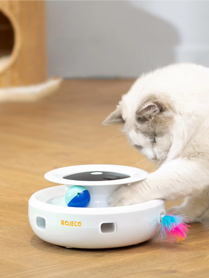 Automatic moving LED light cat toy, perfect for solitary feline play and mental stimulation.