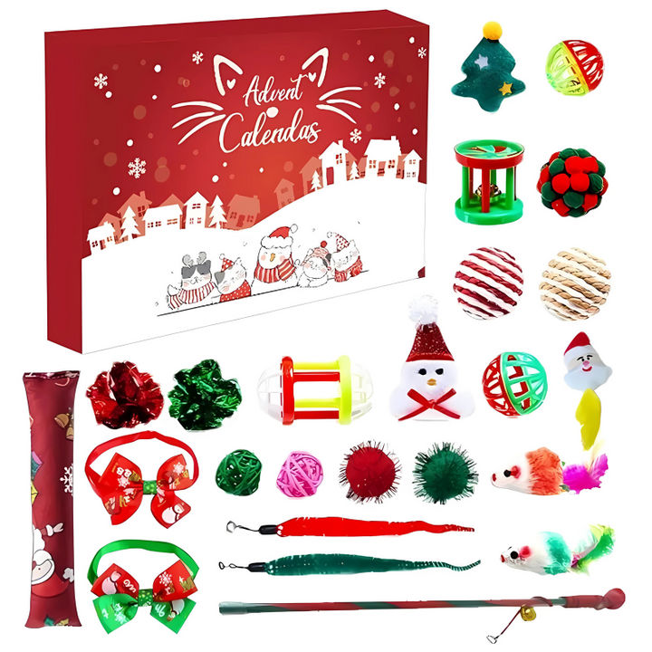 Pet Advent Calendar: 25 days of exciting surprises! Dog & cat treats, toys, & gifts for a joyful holiday countdown.