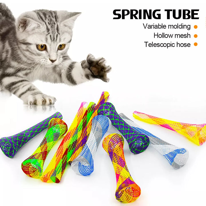 Flexible mesh stick cat toy for engaging interactive playtime. Perfect feline enrichment.