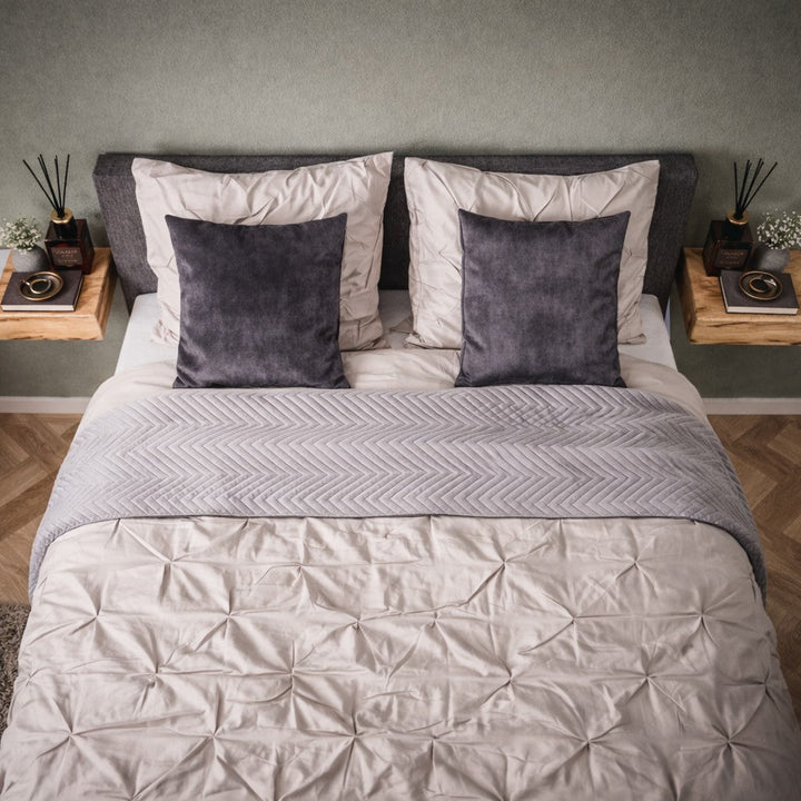 Two modern floating nightstands, wall-mounted for minimalist bedroom decor & compact, space-saving storage.