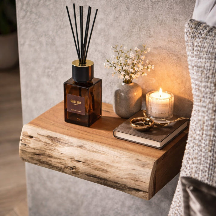 Set of 2 modern floating nightstands, wall-mounted for space-saving bedroom decor & compact storage.