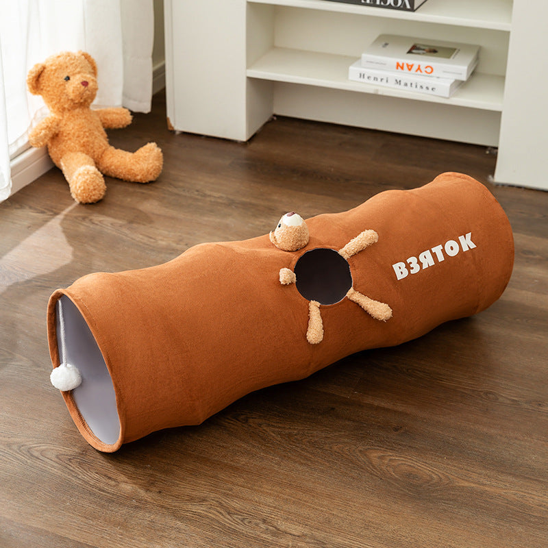 Vibrant foldable cat tunnel, an interactive pet toy for feline fun. Easy storage, perfect for cats & kittens.