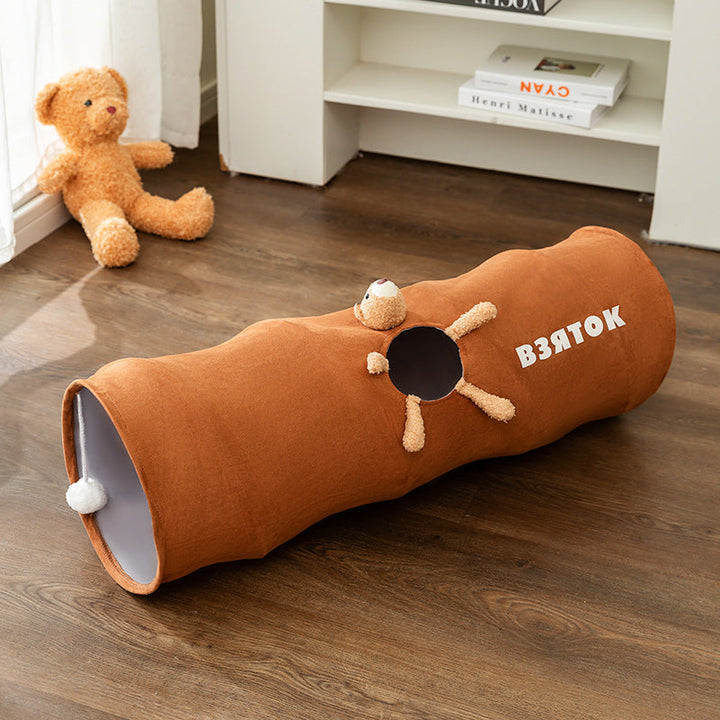 Vibrant foldable cat tunnel, an interactive pet toy for feline fun. Easy storage, perfect for cats & kittens.