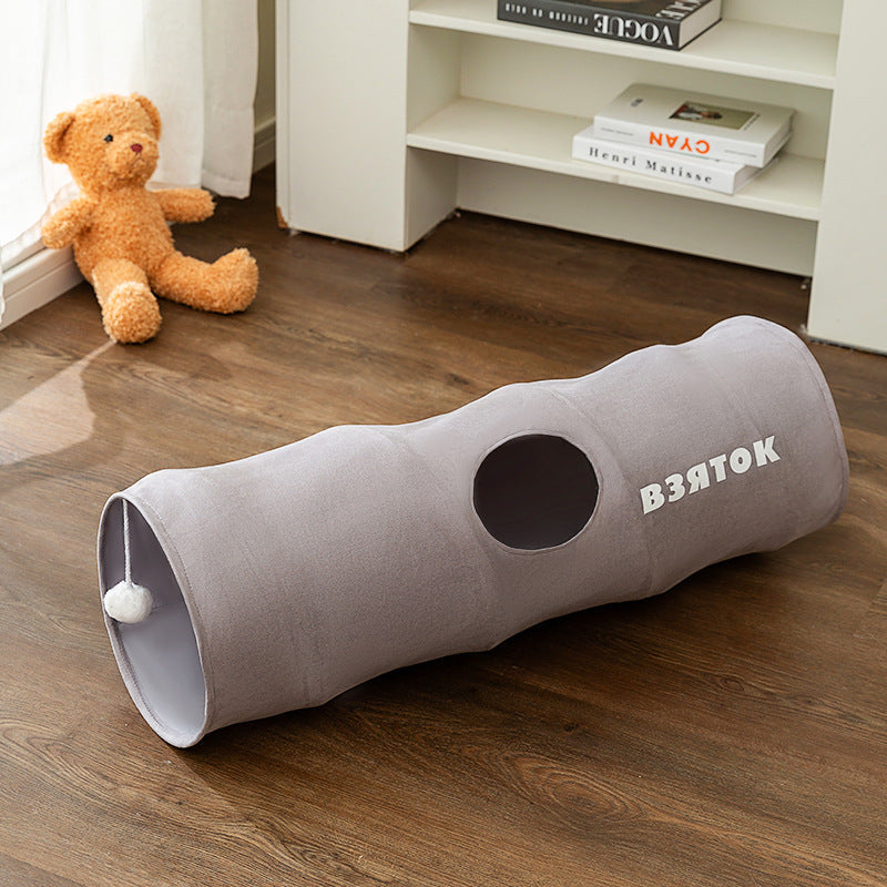 Pet play tunnel: a foldable interactive cat toy for kittens & adult cats. Promotes exercise & fun.