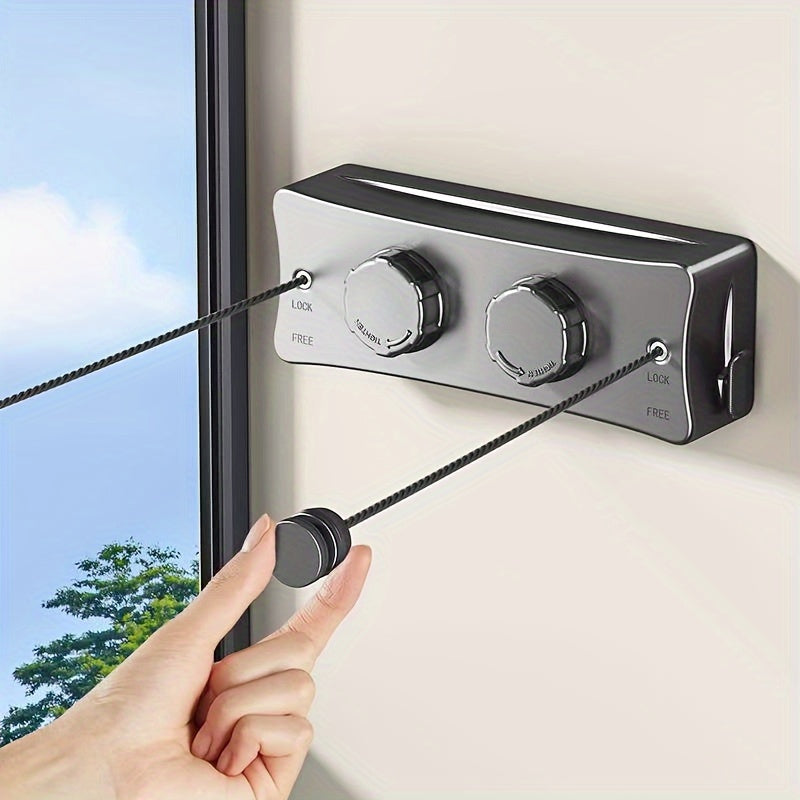 Foldable double clothesline for laundry. Space-saving indoor/outdoor drying rack, strong stainless steel for efficient drying.