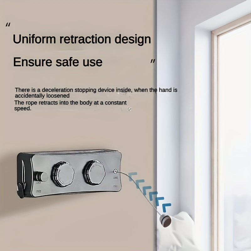 Durable stainless steel foldable double clothesline for indoor/outdoor laundry drying. Space-saving compact design.