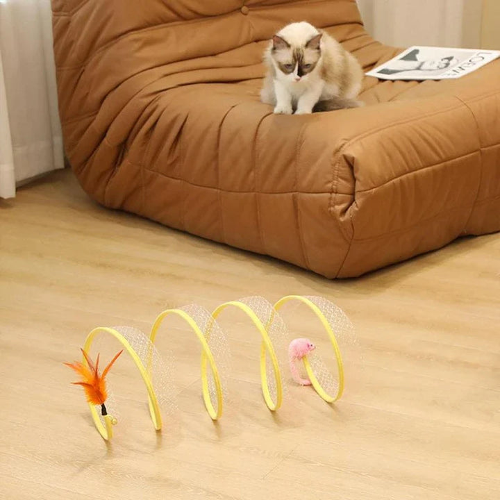 Foldable pop-up cat play tunnel toy for cats & kittens, perfect for interactive feline adventure & enrichment.