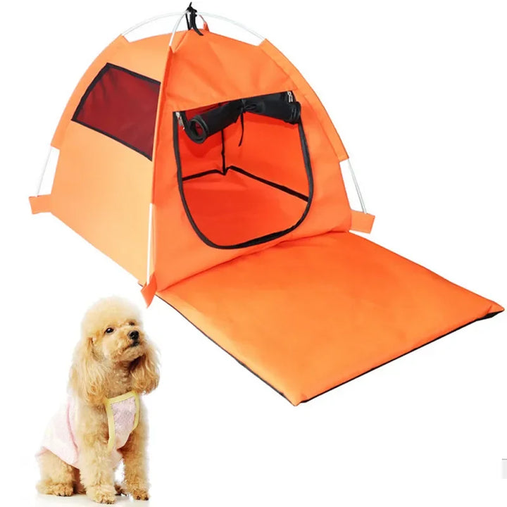 Travel-friendly waterproof pet tent for dogs & cats. Breathable & foldable outdoor pet shelter.
