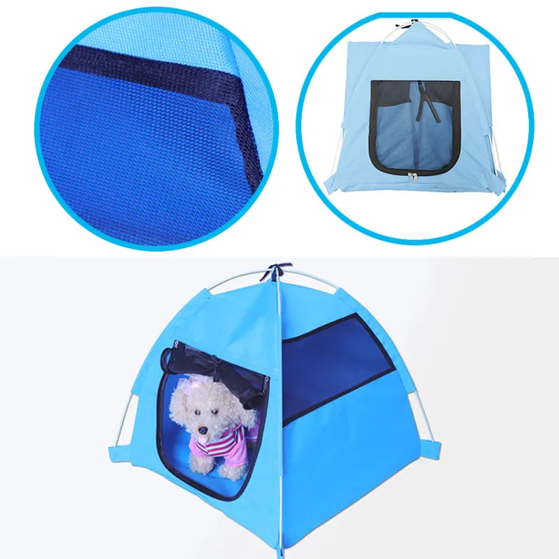 Breathable waterproof pet tent. Foldable outdoor shelter for dogs & cats, perfect for travel.