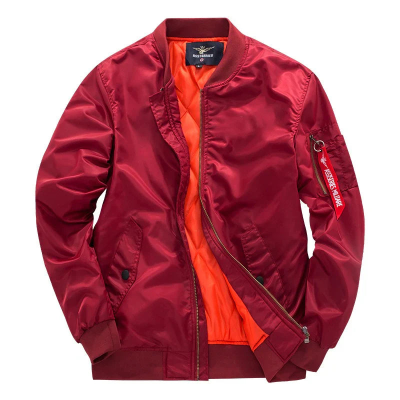 Side profile of a man wearing a new all-season casual outdoor jacket, ideal for various outdoor activities.