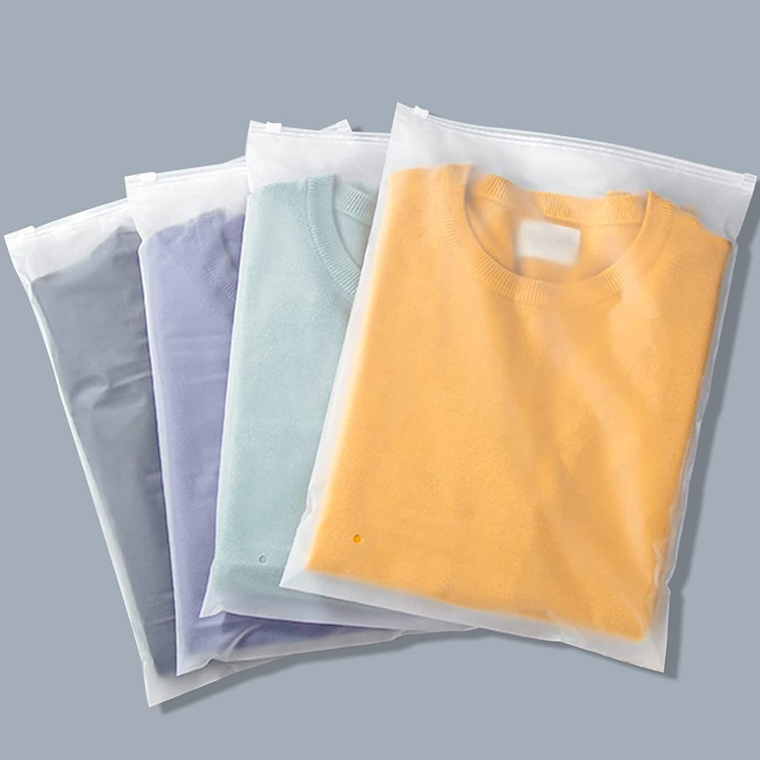 Semi-transparent frosted multi-purpose zip bags for easy content identification.