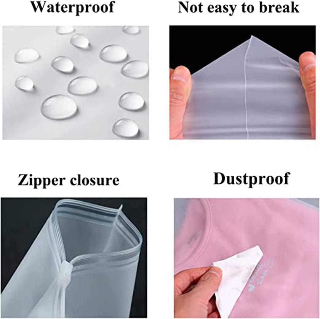 Reusable frosted EVA zip bags for sustainable storage and travel packing.