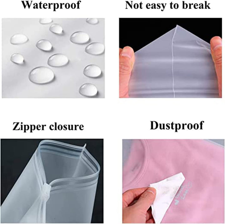 Reusable frosted EVA zip bags for sustainable storage and travel packing.