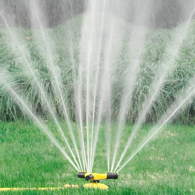Garden rotating sprinkler for wide lawn coverage, adjustable spray for efficient 360-degree watering & irrigation.