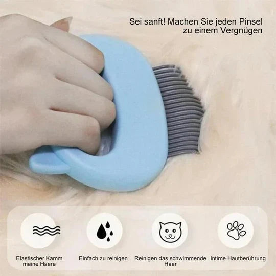 Ergonomic feline grooming tool, a cat brush designed for gentle massage and shedding reduction.