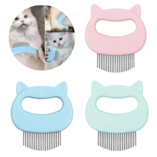 Close-up of a cat brush, highlighting soft bristles for gentle massage and effective grooming.