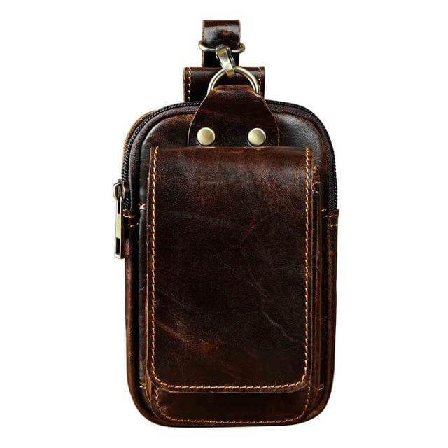 Practical men's genuine leather waist pack. Essential fanny pack for accessories, travel & daily hands-free convenience.