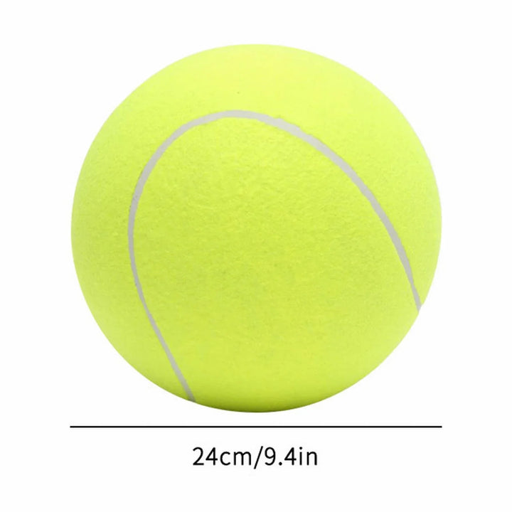 Durable giant tennis ball dog toy for interactive outdoor play, suitable for active dogs & entertainment.