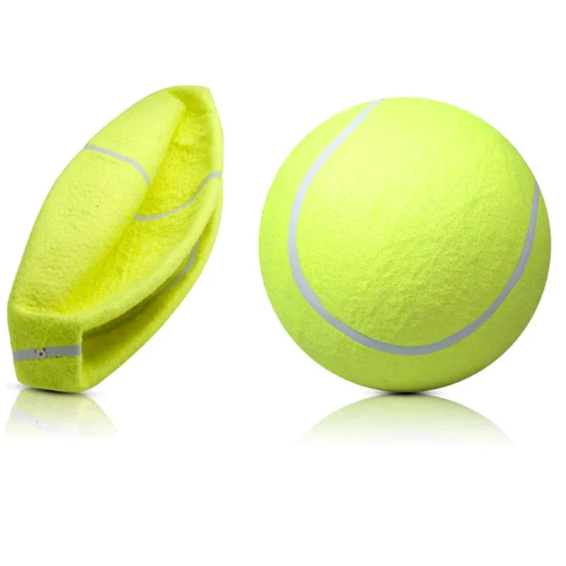 Large dog fetch toy, a giant tennis ball for active dogs, ensuring pet play & entertainment outdoors.