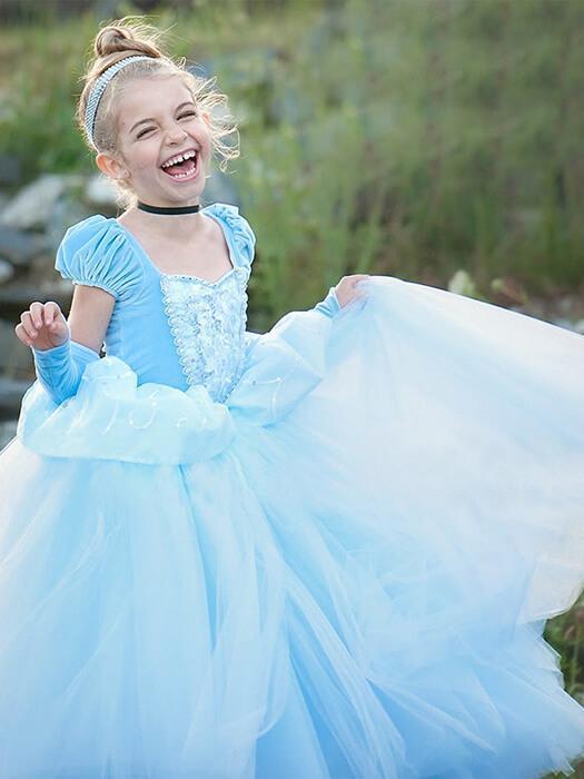 Girl's enchanting fairytale princess party dress. Elegant children's costume for special occasions & birthday celebrations.