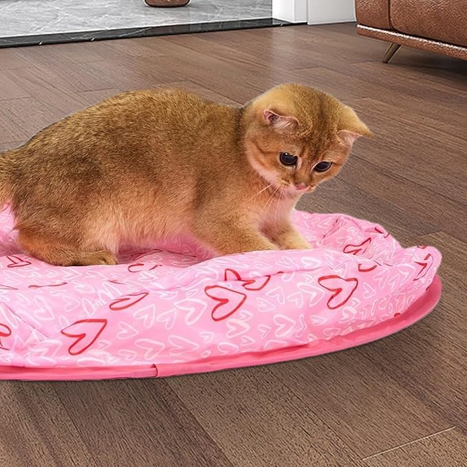 Green & pink interactive cat hide-and-seek puzzle toy for mental stimulation & engaging feline play.