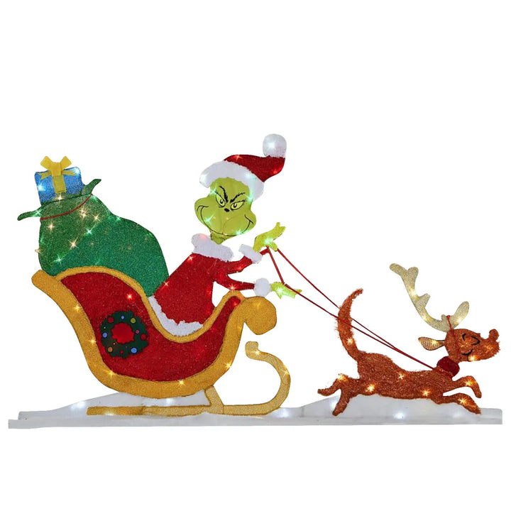 Holiday Grinch garden light featuring bright LEDs, a fun and festive outdoor Christmas character decoration.