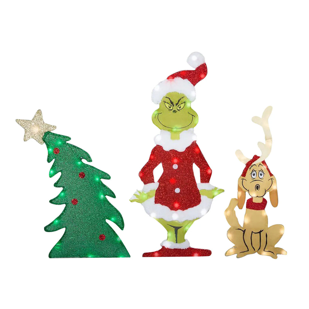 Seasonal Grinch LED outdoor decoration for Christmas, a joyful garden and yard display for the holidays.