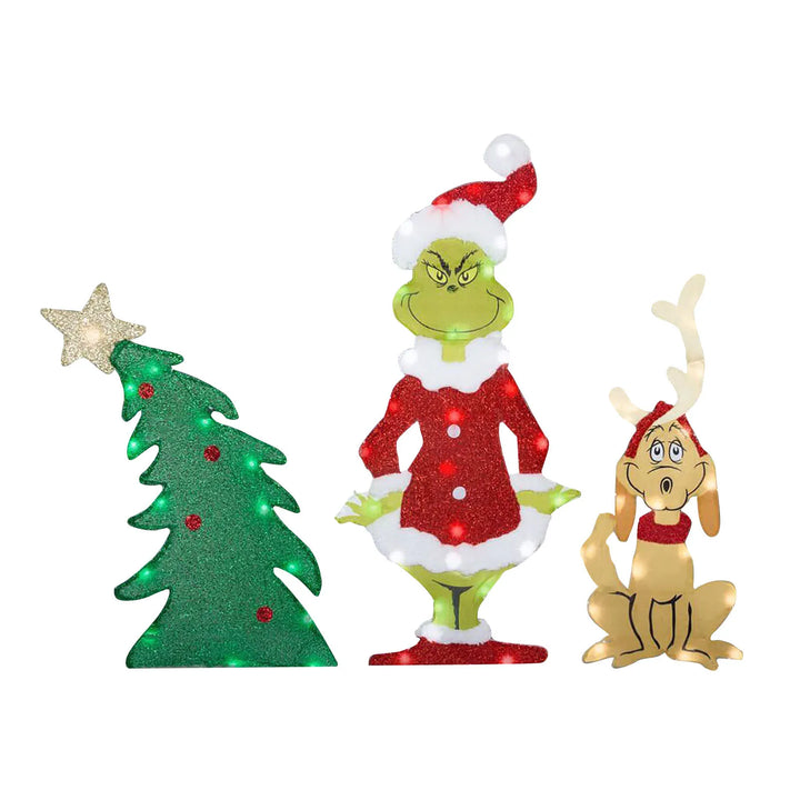Seasonal Grinch LED outdoor decoration for Christmas, a joyful garden and yard display for the holidays.