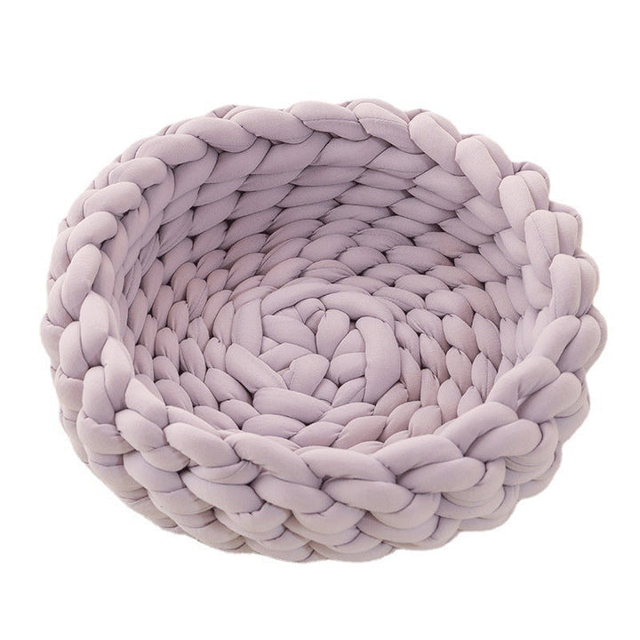 Ultimate comfort cat bed, hand-woven knit design for happy felines.
