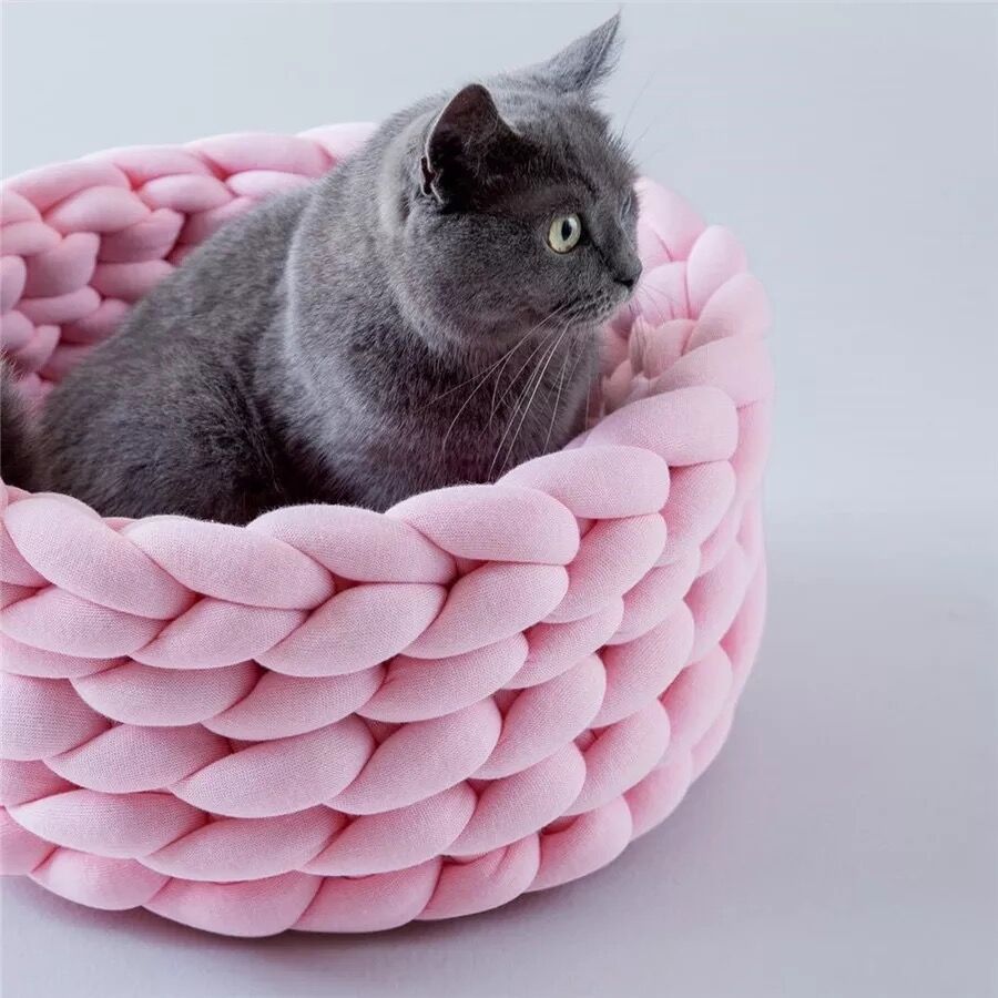 Knit cat bed offering ultimate comfort for your feline friend.