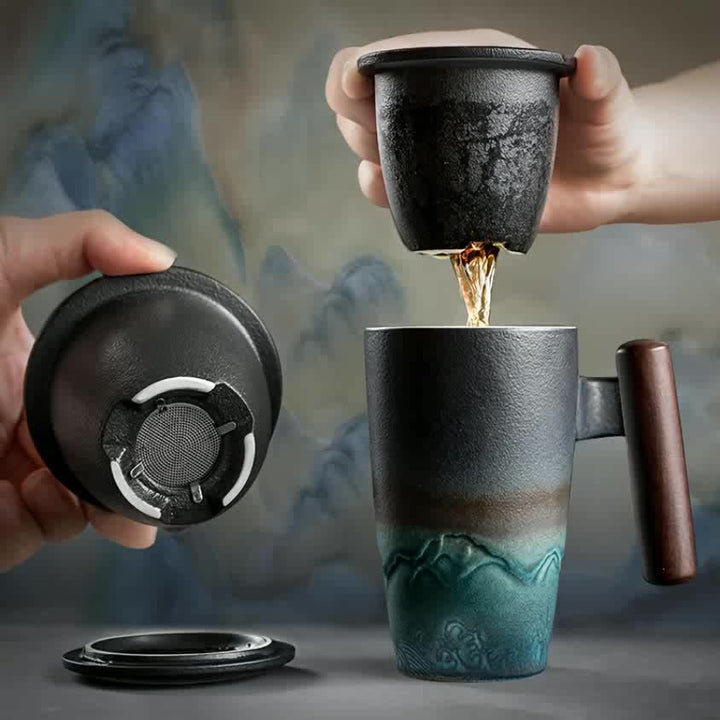 High-quality handcrafted tea mug with infuser, offering an authentic and comfortable tea experience.