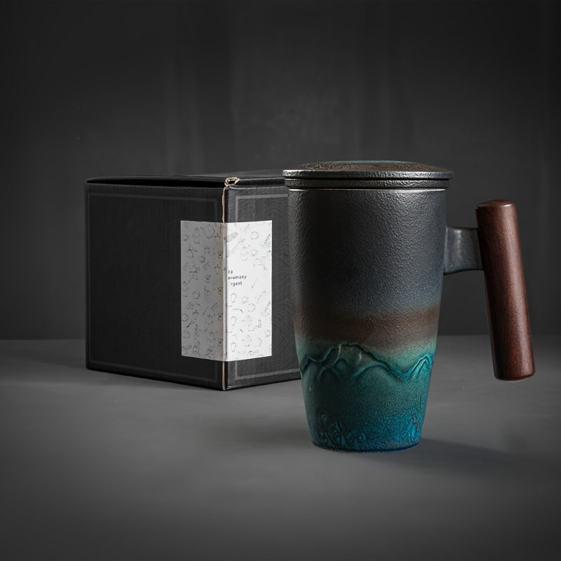 Beautifully designed handmade ceramic tea mug with infuser, enhancing your tea-drinking experience.