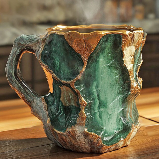 Unique handcrafted crystal mug, a perfect elegant gift or home decor item. Insulated and microwave safe coffee cup.