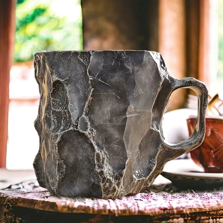 Unisex handcrafted crystal mug. Insulated for coffee/tea, microwave & dishwasher safe. Stylish mineral design.