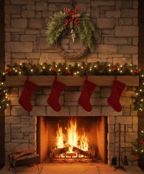 Festive Boho Farmhouse Christmas wreath. Rustic winter holiday decor with pinecones & red berries, perfect for doors.