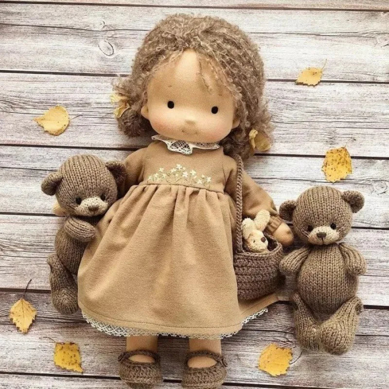 Keepsake handmade cotton plush Waldorf doll, a gentle toy gift for kids.