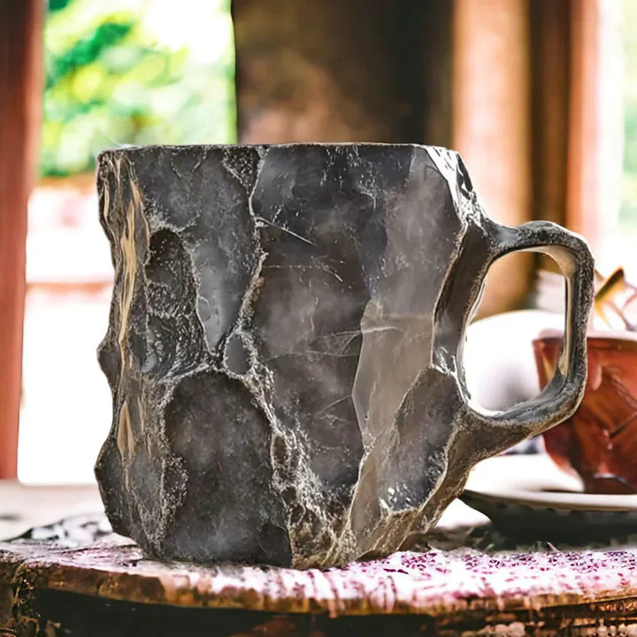 Luxury handmade stone mug with an enchanting crystal design, a unique coffee tea cup and ideal gift idea.