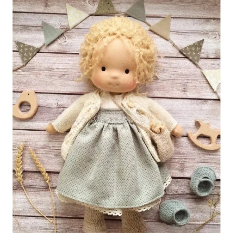 Waldorf style handmade cotton doll, soft & safe for babies & toddlers.