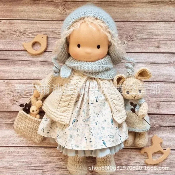 Premium handmade Waldorf cotton doll, a soft and durable children's toy.