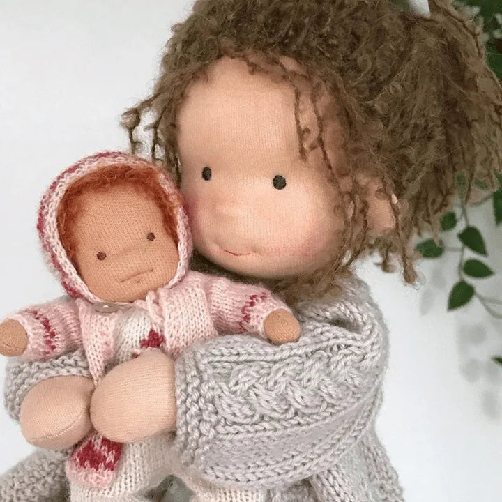 Durable handmade cotton plush doll, a Waldorf toy for years of play.