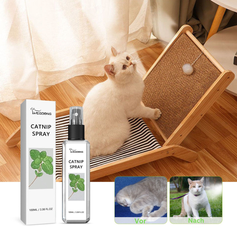 Happy & Relaxed Cat Silvervine Spray: natural pet calming aid for feline stress relief & enhanced play.