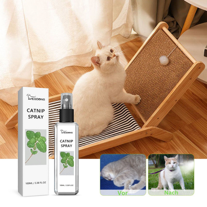 Happy & Relaxed Cat Silvervine Spray: natural pet calming aid for feline stress relief & enhanced play.