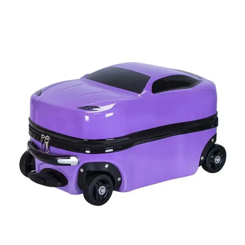 Children's hard-shell car luggage, a fun ride-on suitcase for travel. Features 3D design & spinner wheels.