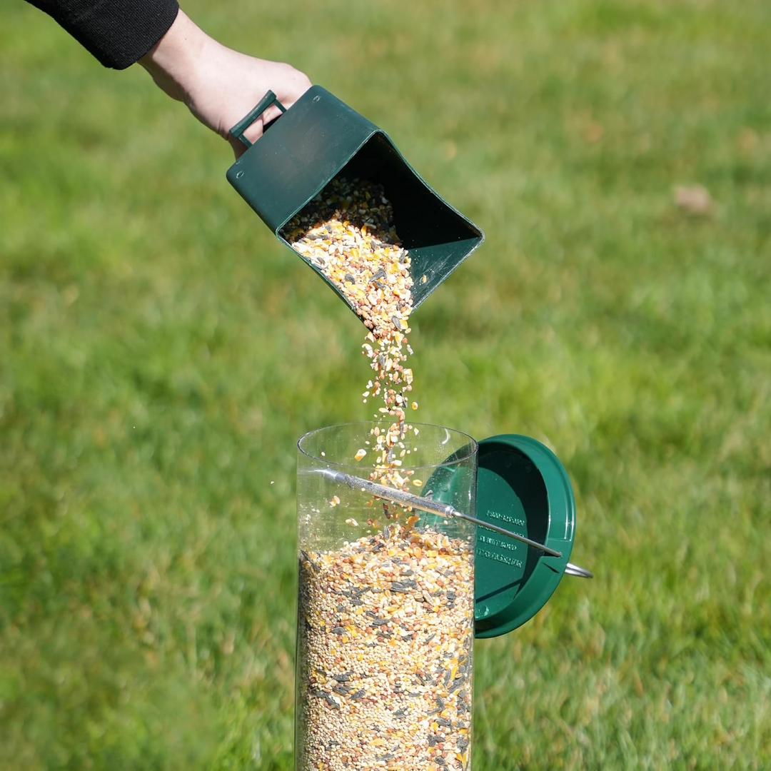 Heavy-duty metal squirrel-proof bird feeder for garden & backyard wildlife.