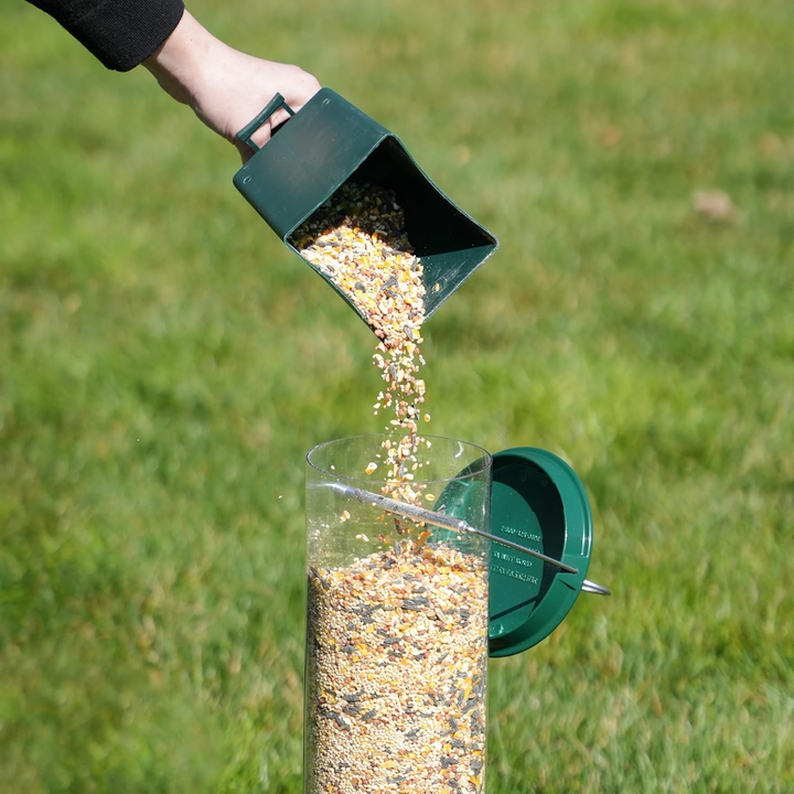 Heavy-duty metal squirrel-proof bird feeder for garden & backyard wildlife.